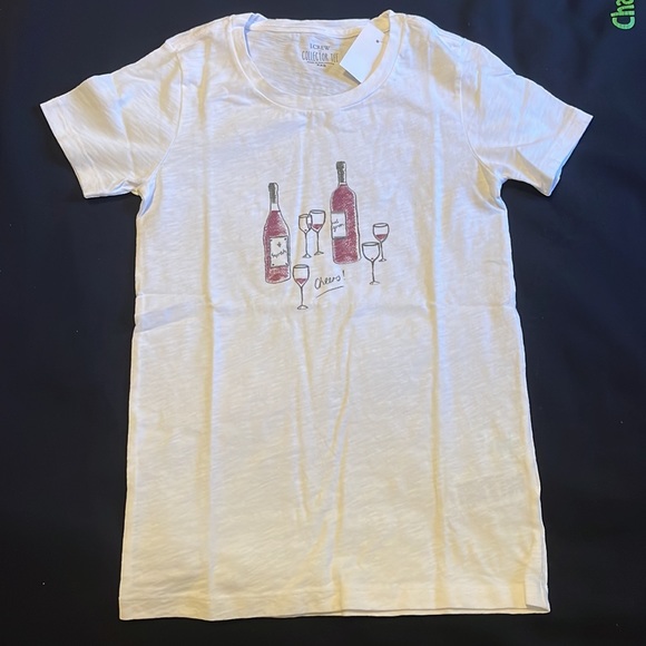 J.Crew Wine Bottles Collector Tee Graphic Short Sleeve T-Shirt Cheers! AZ085 NWT - Picture 7 of 12